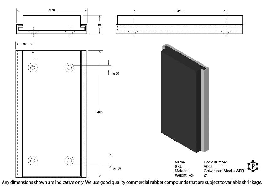 R002 Dock Bumper (465 x 270 x 66 mm)