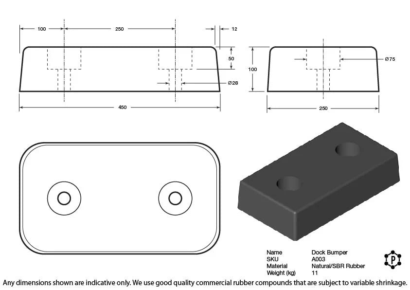 R003 Dock Bumper (450 x 250 x 100 mm)