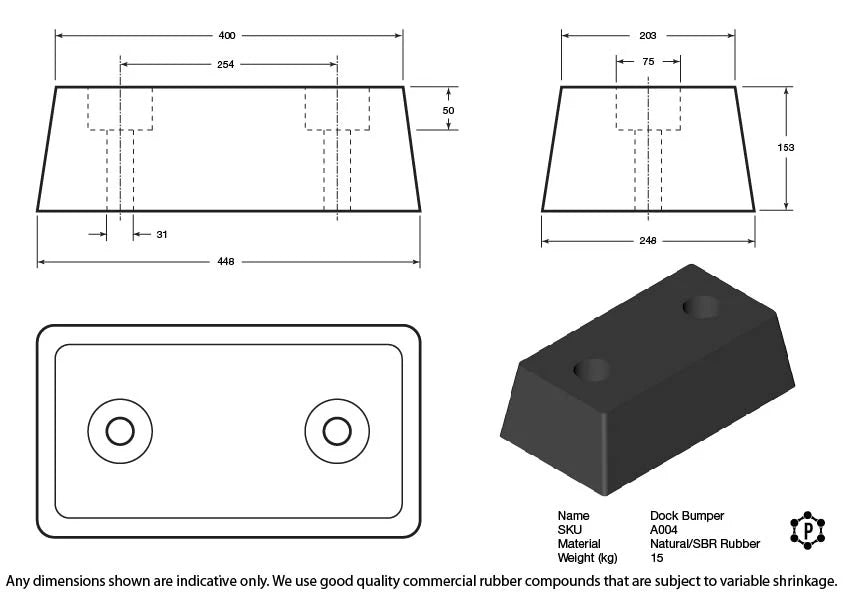 R004 Dock Bumper (448 x 250 x 153 mm)