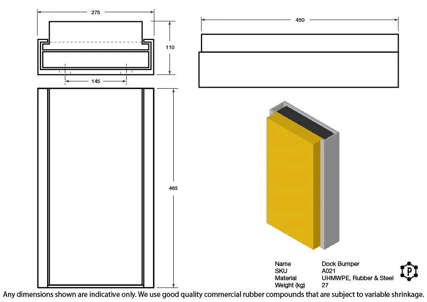 R021 Dock Bumper (450 x 275 x 110 mm)