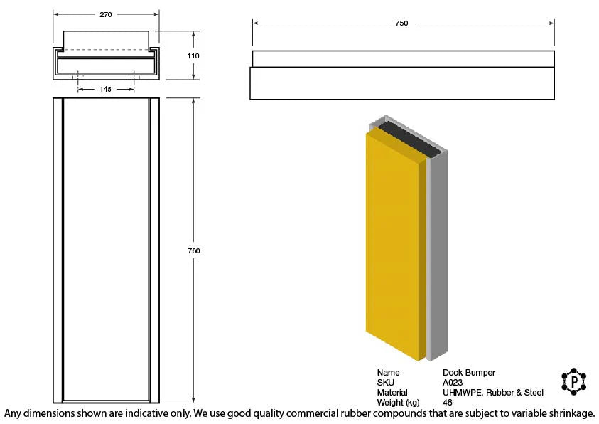 R023 Dock Bumper (760 x 270 x 110 mm)