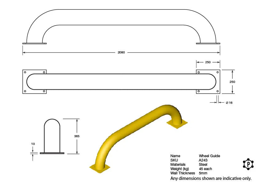 Wheel Guide R Meaning R243 Wheel Guide (2085 x 250 x 365 mm) — Rubber.co.uk