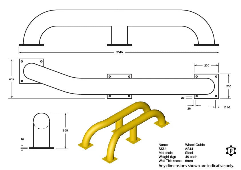 R244 Wheel Guide (2070 x 600 x 365 mm)